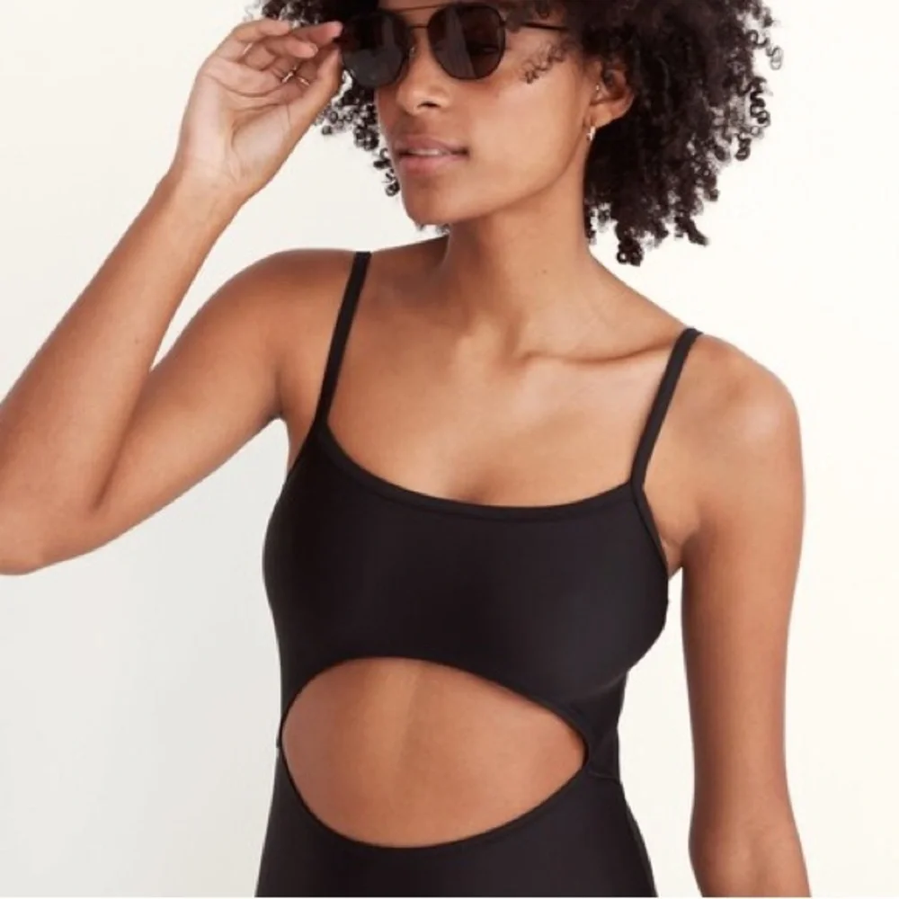 🌻NEW w/tags Madewell Second Wave Cutout Black One-Piece Swimsuit Size XL